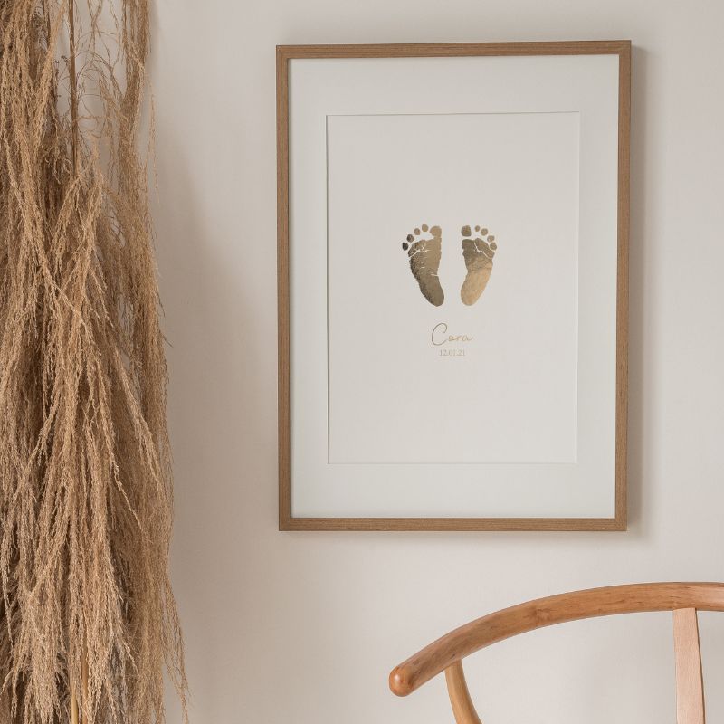 Baby footprint art in real foil