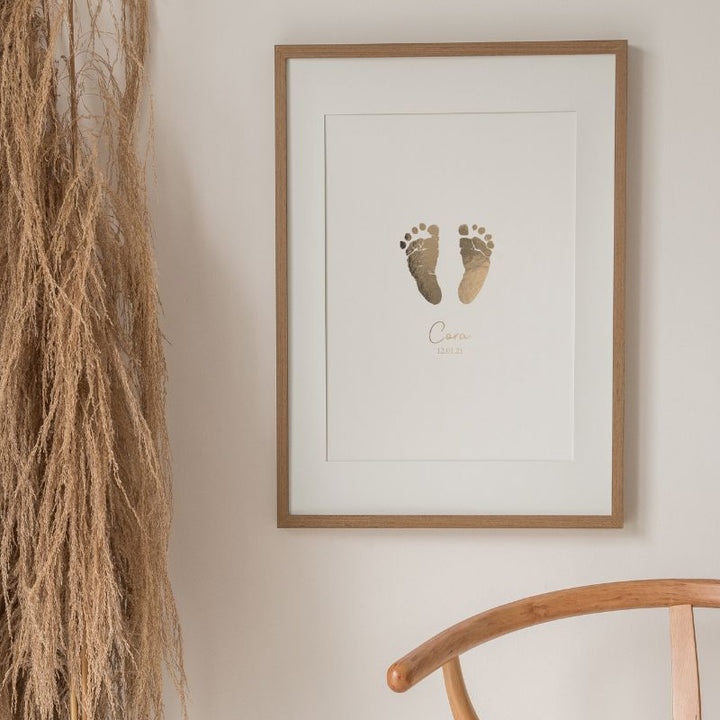 Baby footprint art in real foil