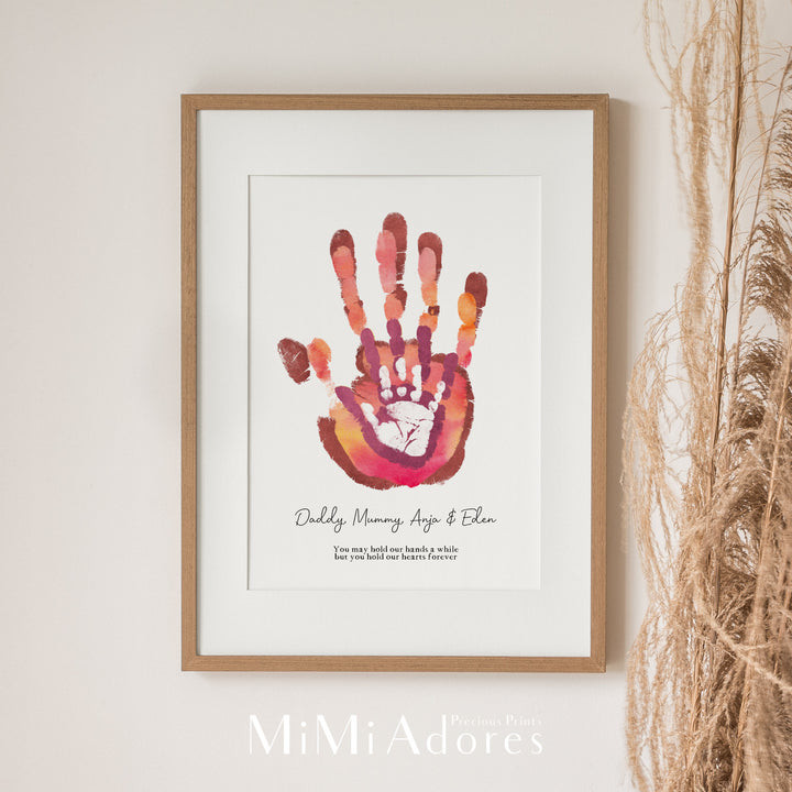 Family Handprint Art: Your hand in mine in Cosy Boho