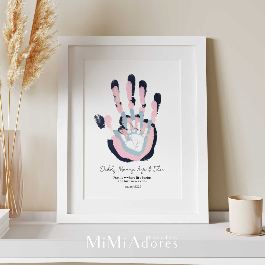 Family Handprint Art: Your Hand in mine