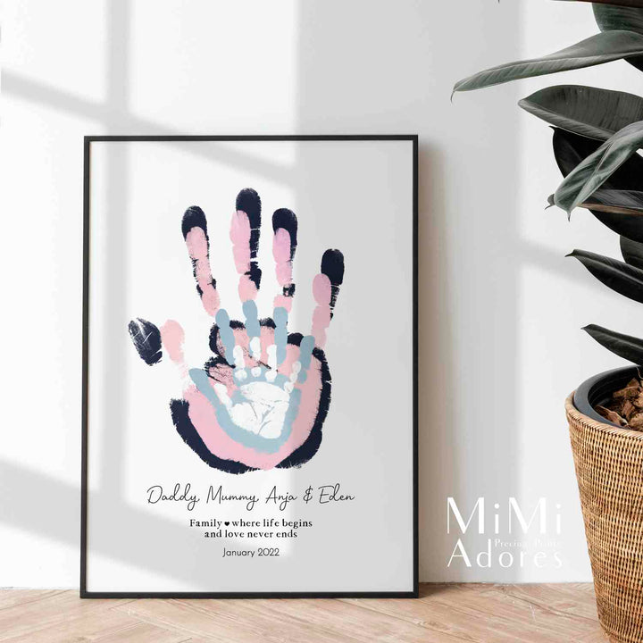 Family Handprint Art: Your Hand in mine