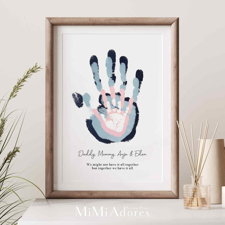 Family Handprint Art: Your Hand in mine