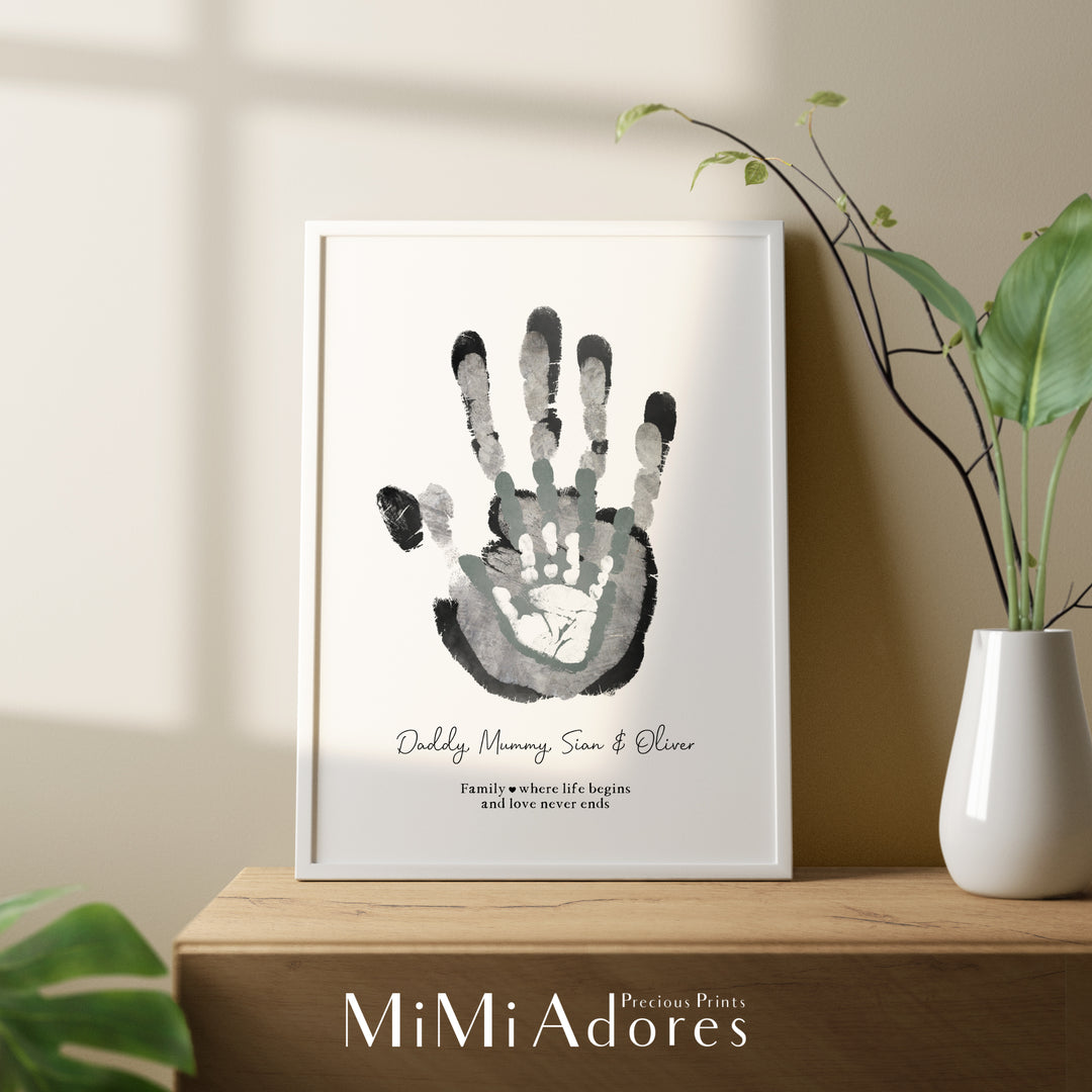 Family Handprint Art - Monochrome