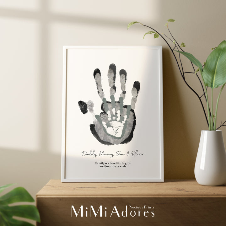 Family Handprint Art - Monochrome