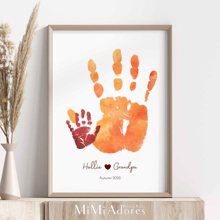 Family Handprint Art: Your hand in mine in Cosy Boho