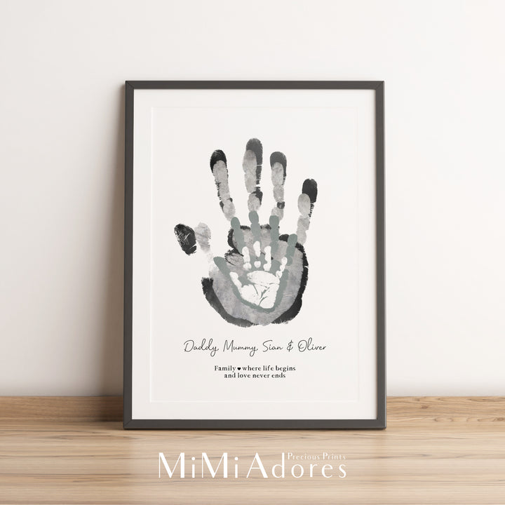 Family Handprint Art - Monochrome