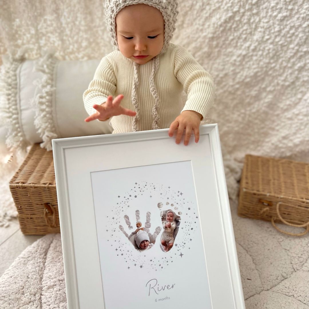 River with her personalised baby hand and footprint keepsake by MiMi Adores