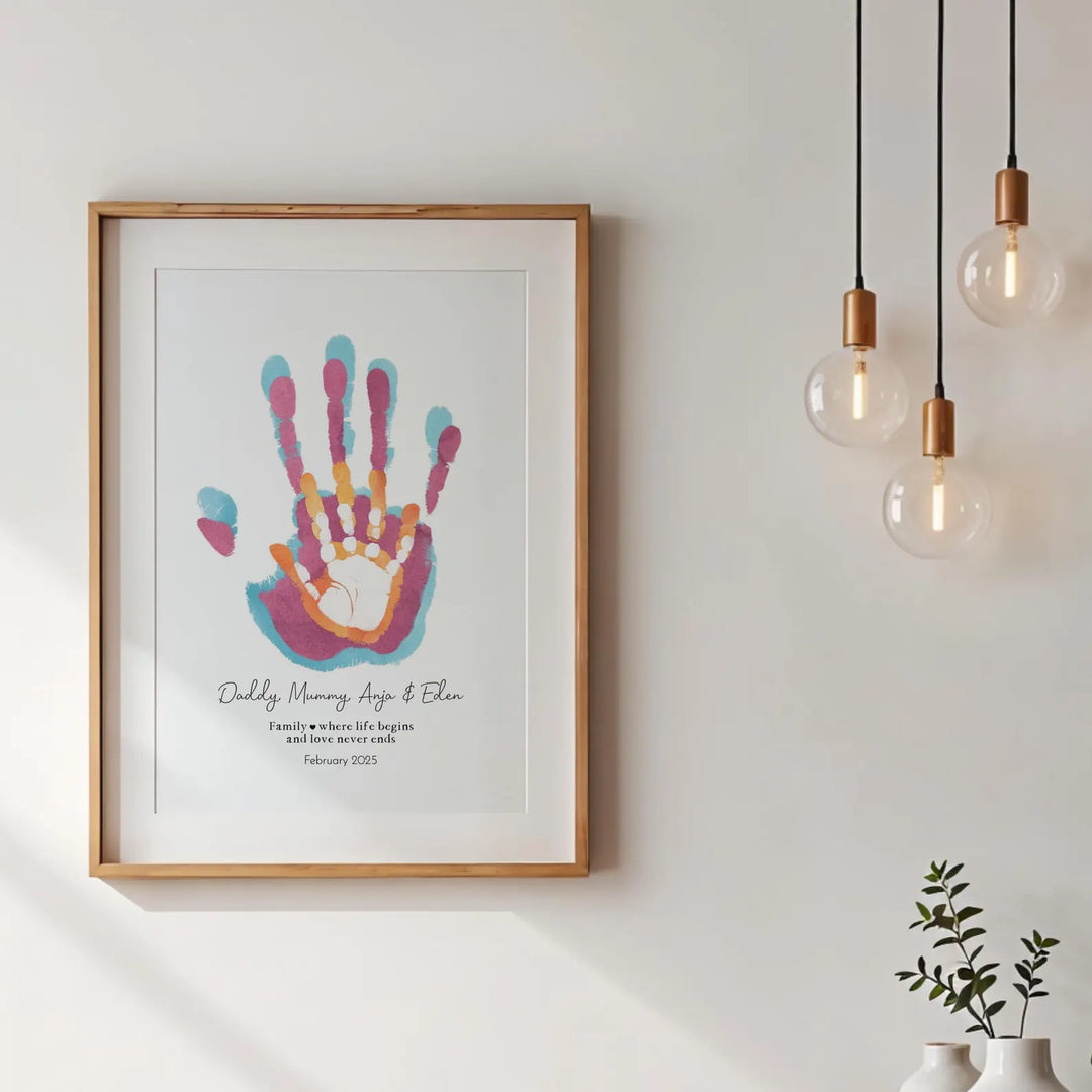 Family Handprint Art: Your hand in mine in Cosy Boho