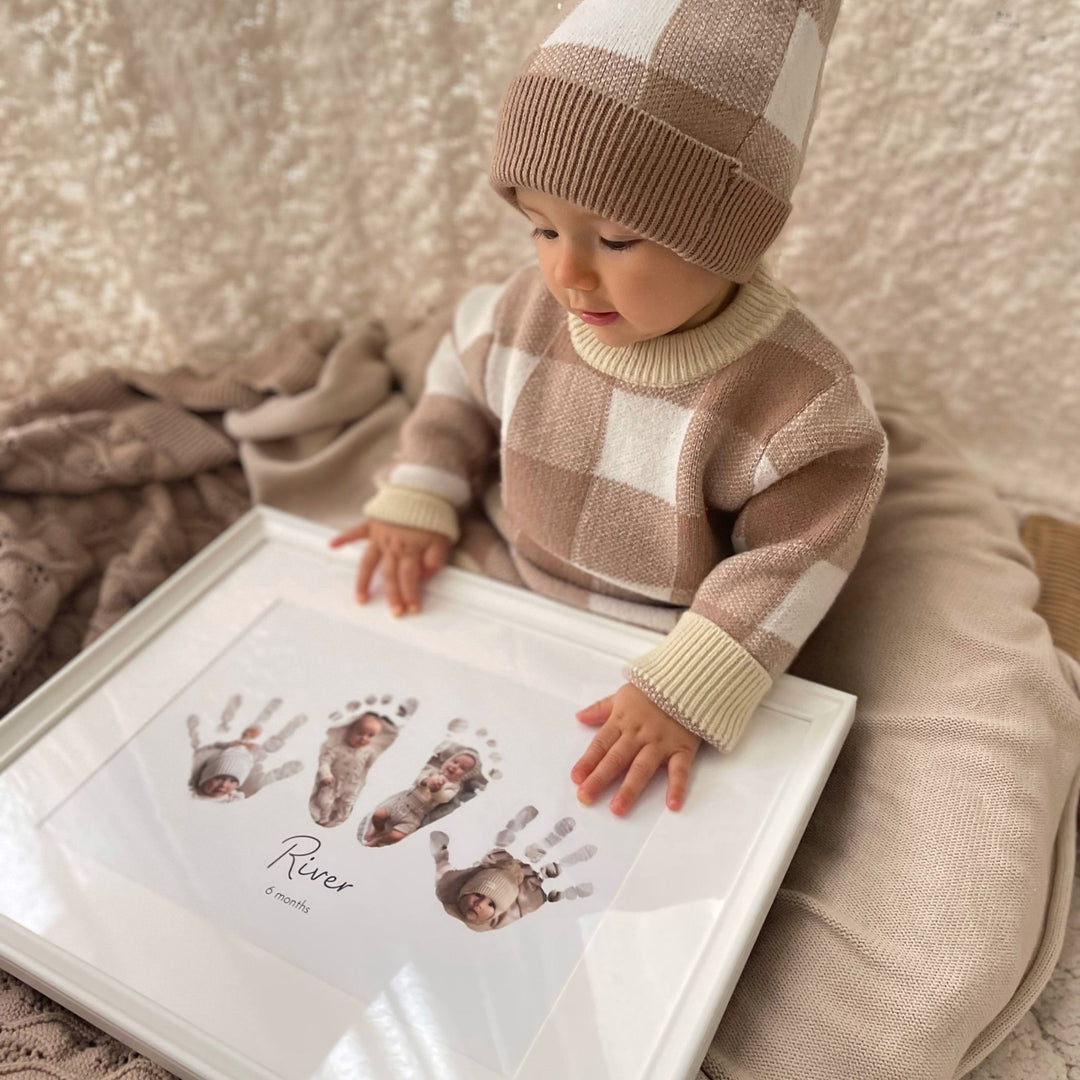 Mimi Adores PERSONALISED Baby Inkless Print Kit With Baby's Name and Age  With 2 Special Wipes and 8 Papers Baby Hand and Footprint Kit 