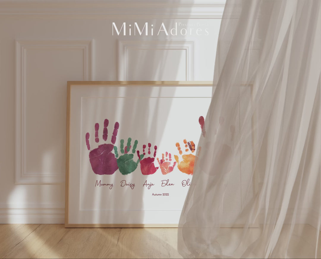 Personalised Family Hands Print Art in Boho Watercolours