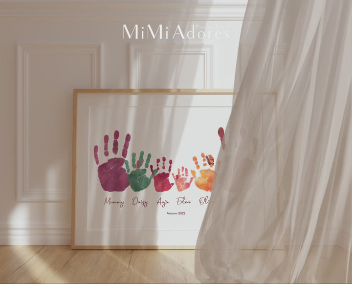 Personalised Family Hands Print Art in Boho Watercolours